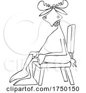 Cartoon Moose Sitting Cross Legged In A Chair