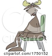 Poster, Art Print Of Cartoon Moose Sitting Cross Legged In A Chair