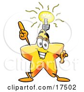 Poster, Art Print Of Star Mascot Cartoon Character With A Bright Idea