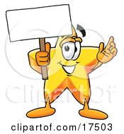 Poster, Art Print Of Star Mascot Cartoon Character Holding A Blank Sign