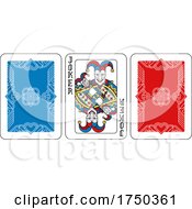 Poster, Art Print Of Playing Card Joker And Back Yellow Red Blue Black
