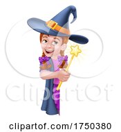 Kid Cartoon Girl Child Halloween Witch Sign