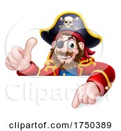 Pirate Captain Cartoon Peeking Sign Background