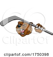 Poster, Art Print Of Bear Ice Hockey Player Animal Sports Mascot