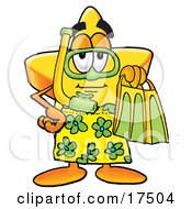 Poster, Art Print Of Star Mascot Cartoon Character In Green And Yellow Snorkel Gear