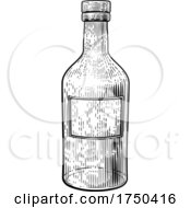 Poster, Art Print Of Glass Drink Bottle Vintage Etching Woodcut Style