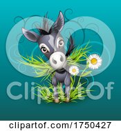 Poster, Art Print Of Little Donkey In Grass Over Emerald