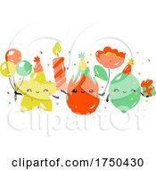 Poster, Art Print Of Kawaii Characters Of Star Fruit Dragon Fruit And Lime Celebrating Birthday