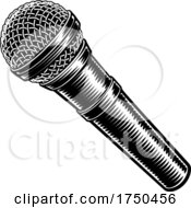Poster, Art Print Of Microphone Vintage Woodcut Engraved Style