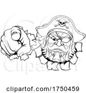 Poster, Art Print Of Pirate Captain Cartoon Pointing Tearing Background