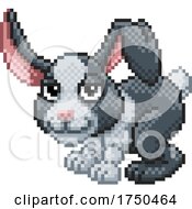 Poster, Art Print Of Rabbit Pixel Art Animal Retro Video Game Cartoon