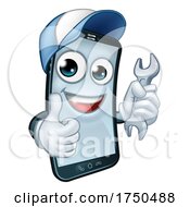 Poster, Art Print Of Mobile Phone Repair Spanner Thumbs Up Mascot