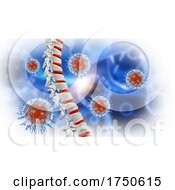 Poster, Art Print Of 3d Medical Background With Spine And Abstract Virus Cells