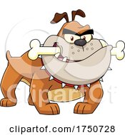 Cartoon Bulldog With A Bone by Hit Toon