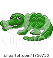 Poster, Art Print Of Crocodile Alligator Video Game Pixel Art Animal