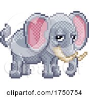 Poster, Art Print Of Elephant Pixel Art Arcade Video Game Cartoon
