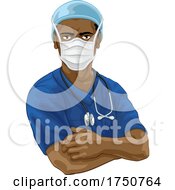 Poster, Art Print Of Doctor Or Nurse In Scrubs Uniform And Medical Ppe