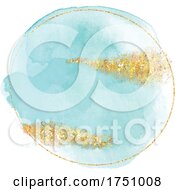 Poster, Art Print Of Blue And Gold Watercolor Circle Logo Design