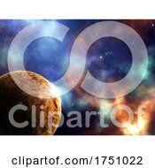 Poster, Art Print Of 3d Abstract Space Scene With Planets And Nebula