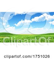 Poster, Art Print Of 3d Landscape Background With Grassy Hills