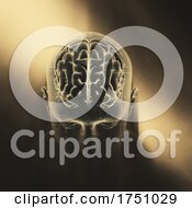 3D Medical Background With Technology Design On Male Figure With Brain Highlighted