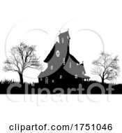 Silhouette Haunted Halloween House Spooky Trees