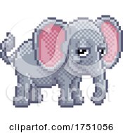 Poster, Art Print Of Elephant 8 Bit Pixel Art Animal Video Game Cartoon