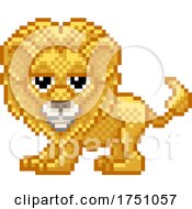 Poster, Art Print Of Lion Pixel Art Retro Video Game Cartoon Mascot