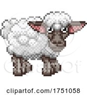 Poster, Art Print Of Sheep Pixel Art Farm Animal Video Game Cartoon