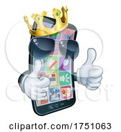 Poster, Art Print Of Mobile Phone Cool King Thumbs Up Cartoon Mascot