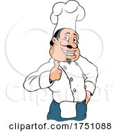 Poster, Art Print Of Cartoon Happy Italian Chef Giving A Thumb Up