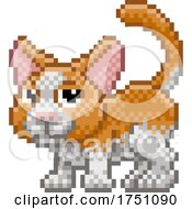 Poster, Art Print Of Pet Cat Pixel Art Animal Retro Video Game Cartoon