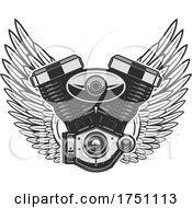 Poster, Art Print Of Motorcycle Engine And Wings