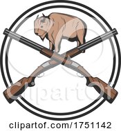 Crossed Hunting Rifles And Bison