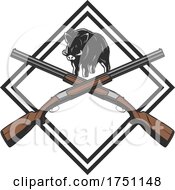 Poster, Art Print Of Crossed Hunting Rifles And Boar