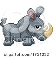 Poster, Art Print Of Rhino Pixel Art Safari Animal Video Game Cartoon