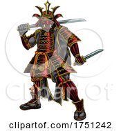 Poster, Art Print Of Samurai Japanese Warrior Vintage Etching Art Style