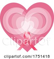 Poster, Art Print Of Breast Cancer Awareness Ribbon Over A Heart