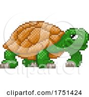 Turtle Tortoise Pixel Art Video Game Cartoon by AtStockIllustration