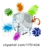 Poster, Art Print Of Injection Vaccine Medical Virus Bacteria Shield