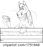 Poster, Art Print Of Horse Mascot Over A Sign
