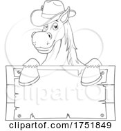 Horse Mascot Over A Sign by Hit Toon