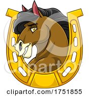 Poster, Art Print Of Horse Mascot In A Horseshoe