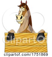 Poster, Art Print Of Horse Mascot Over A Sign
