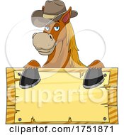 Horse Mascot Over A Sign by Hit Toon