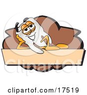 Poster, Art Print Of Tooth Mascot Cartoon Character On A Blank Tan And Brown Label