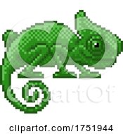 Poster, Art Print Of Chameleon Lizard Pixel Art Video Game Cartoon