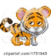 Poster, Art Print Of Tiger Pixel Art Safari Animal Video Game Cartoon
