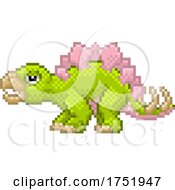 Poster, Art Print Of Stegosaurus Pixel Art Dinosaur Video Game Cartoon