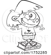 Poster, Art Print Of Cartoon Black And White Girl With An I Love History Shirt And Book
